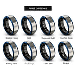 font options for inside engraving on black & blue & grey dragon boat paddler rings