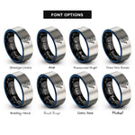 font options for inside engraving on black & blue & grey dragon boat paddler rings