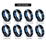 font options for inside engraving on blue & gray dragon boat paddler rings