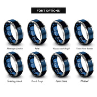 font options for inside engraving on blue & gray dragon boat paddler rings
