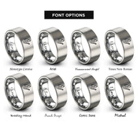 font options for inside engraving on gray dragon boat paddler rings