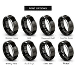font options for inside engraving on black & silver dragon crest rings