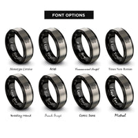font options for inside engraving on black & gray dragon flaming pearl rings