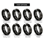 font options for inside engraving on black & gray dragon flaming pearl rings