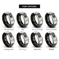font options for inside engraving on black & gray dragon flaming pearl rings