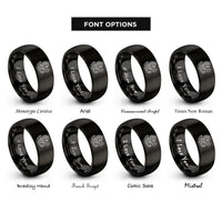 font options for inside engraving on black dragon flaming pearl rings
