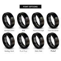 font options for inside engraving on black dragon flaming pearl rings