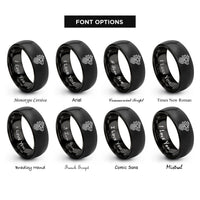 font options for inside engraving on black dragon knot rings