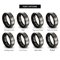 font options for inside engraving on black & grey dragon scale pattern rings
