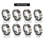 font options for inside engraving on grey dragon scale pattern rings