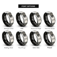 font options for inside engraving on black & silver dragon shield rings