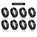 font options for inside engraving on black & silver drakkar dragon prow rings