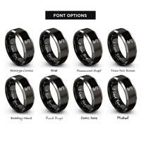 font options for inside engraving on black & silver drakkar dragon prow rings
