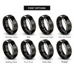 font options for inside engraving on black & silver drama mask rings