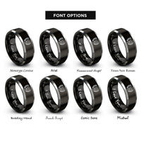 font options for inside engraving on black & silver drama mask rings