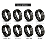 font options for inside engraving on black drama mask rings
