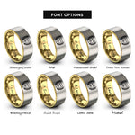 font options for inside engraving on gold & gray drama mask rings