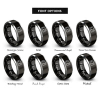 font options for inside engraving on black & silver drawing tablet stylus rings