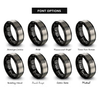 font options for inside engraving on black & gray dreamcatcher feathers rings