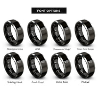 font options for inside engraving on black & gray dreamcatcher feathers rings