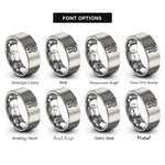 font options for inside engraving on grey dreamcatcher feathers rings