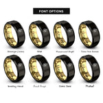 font options for inside engraving on black & gold dreidel rings