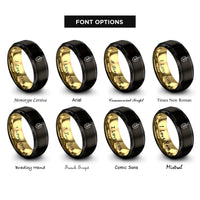 font options for inside engraving on black & gold dreidel rings