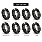 font options for inside engraving on black & gray dress form rings