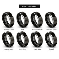 font options for inside engraving on black & gray dress form rings