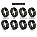 font options for inside engraving on black dress form rings