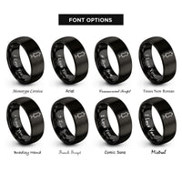 font options for inside engraving on black dress form rings
