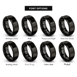 font options for inside engraving on black dress form rings
