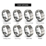 font options for inside engraving on grey dress form rings