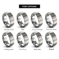 font options for inside engraving on grey dress form rings