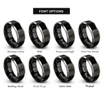 font options for inside engraving on black & silver dress form mannequin rings