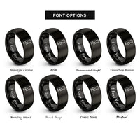 font options for inside engraving on black dress form mannequin rings