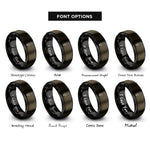 font options for inside engraving on gunmetal & black dress form mannequin rings