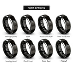 font options for inside engraving on black & silver dressage horse rider rings