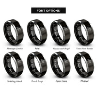 font options for inside engraving on black & silver dressage horse rider rings
