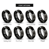 font options for inside engraving on black & grey drill press rings