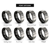 font options for inside engraving on black & silver drill press rings
