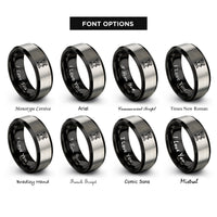 font options for inside engraving on black & grey drill press rings
