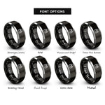font options for inside engraving on black & grey drink carrier rings