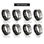 font options for inside engraving on black & gray driver helmet rings