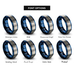 font options for inside engraving on blue & gray driver helmet rings