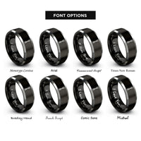 font options for inside engraving on black & grey driveshaft rings