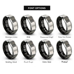 font options for inside engraving on black & gray driveshaft rings
