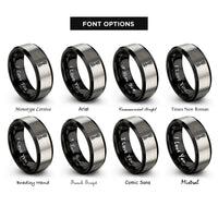 font options for inside engraving on black & grey driveshaft rings