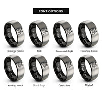 font options for inside engraving on black & grey drone controller rings
