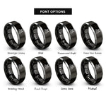 font options for inside engraving on black & gray drone controller rings